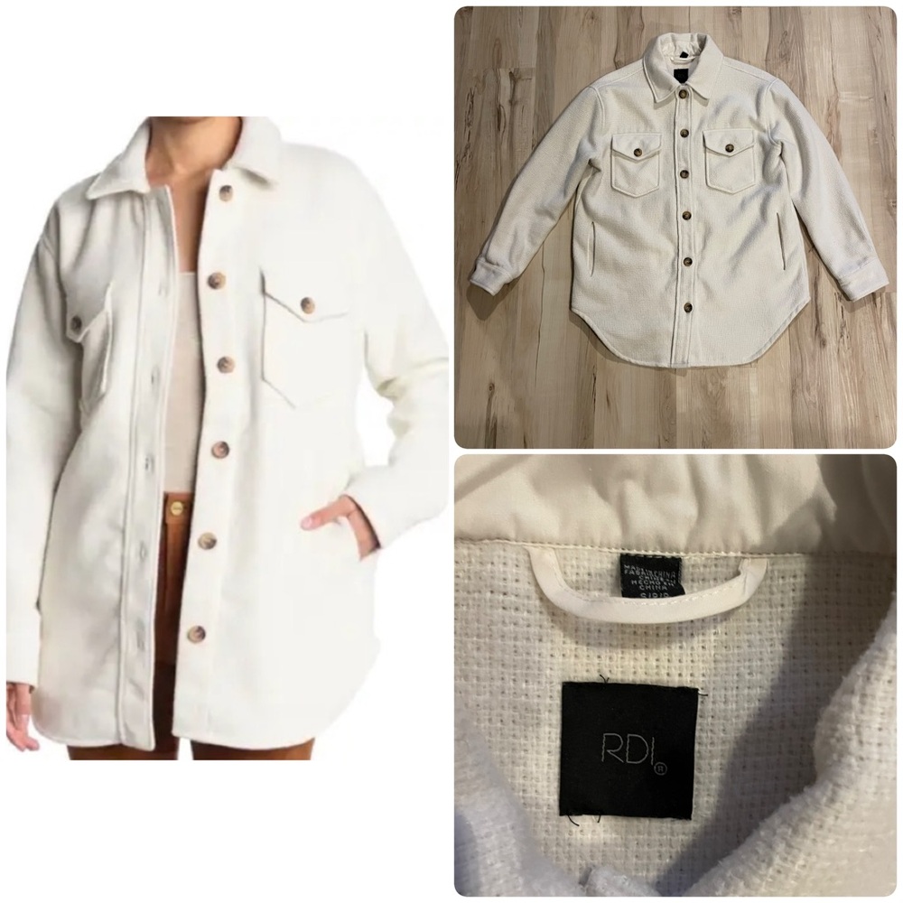 RDI Textured Shirt Jacket Women’s Size Small Ivory Oversized